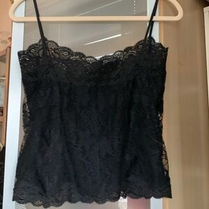Sexy black lace camisole with elastic band inside for support,lined,Ralph Lauren